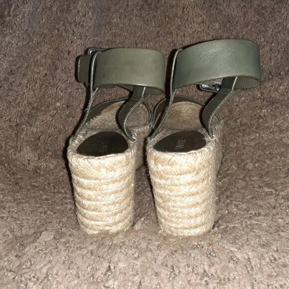 VINCE-Abby-Green Leather Espadrille Platform Sandals-Ankle Strap-Sz 7-Excellent - Picture 5 of 8